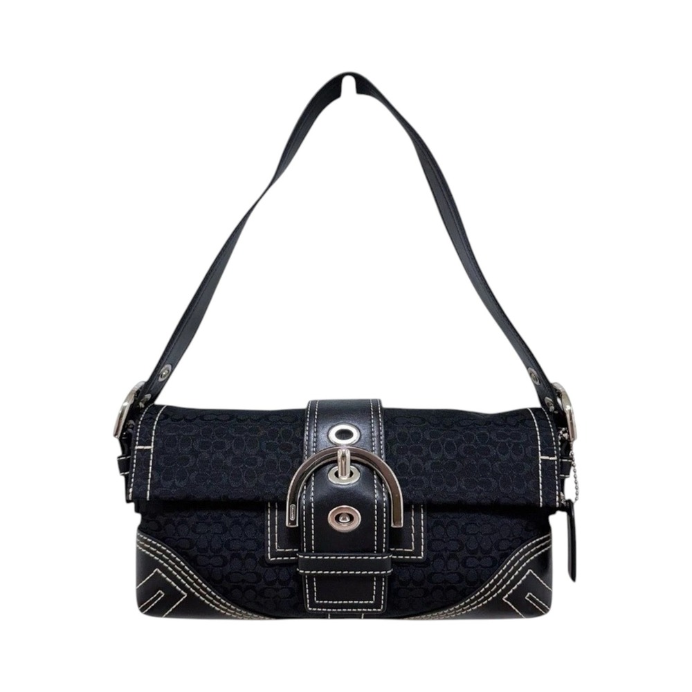 Coach Soho Buckle Flap Baguette Black Jacquard Mini Signature Y2K‎ 3628